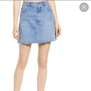Topshop Light Wash Denim Miniskirt